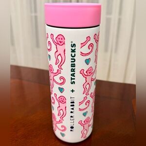 SOLD OUT Starbucks x Roller Rabbit Pink and White insulated tumbler